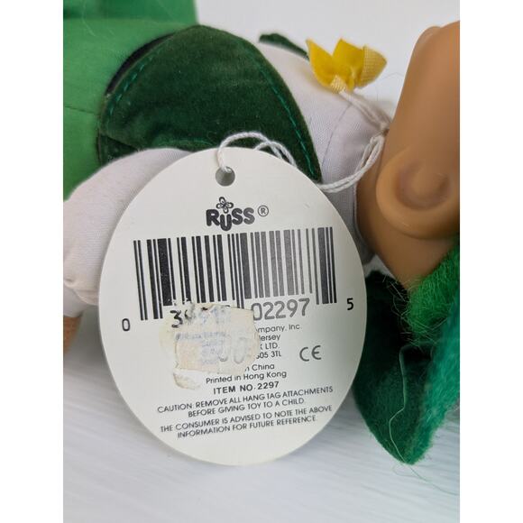 Vintage Russ Leprechaun Troll Doll w/Tag 8" Green Hair Clothes St Patrick's Day - Picture 7 of 8